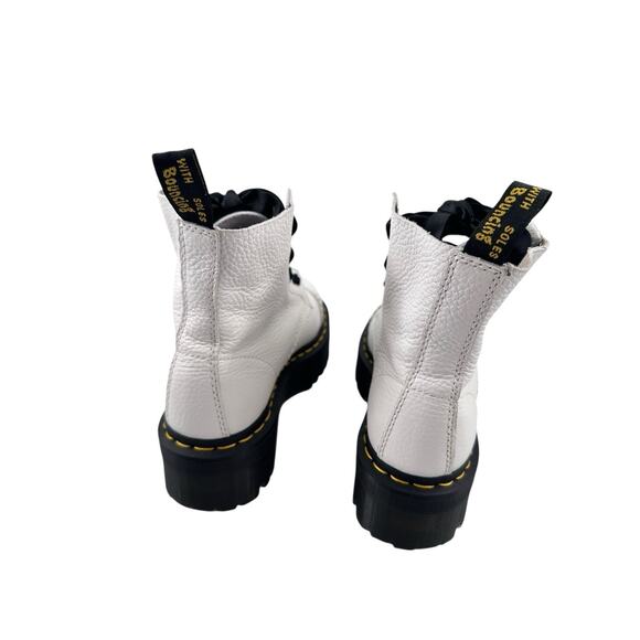 Dr. Martens Sinclair 8 Eye Milled Nappa White Pebbled Leather Platform Boots 7M - Picture 5 of 14